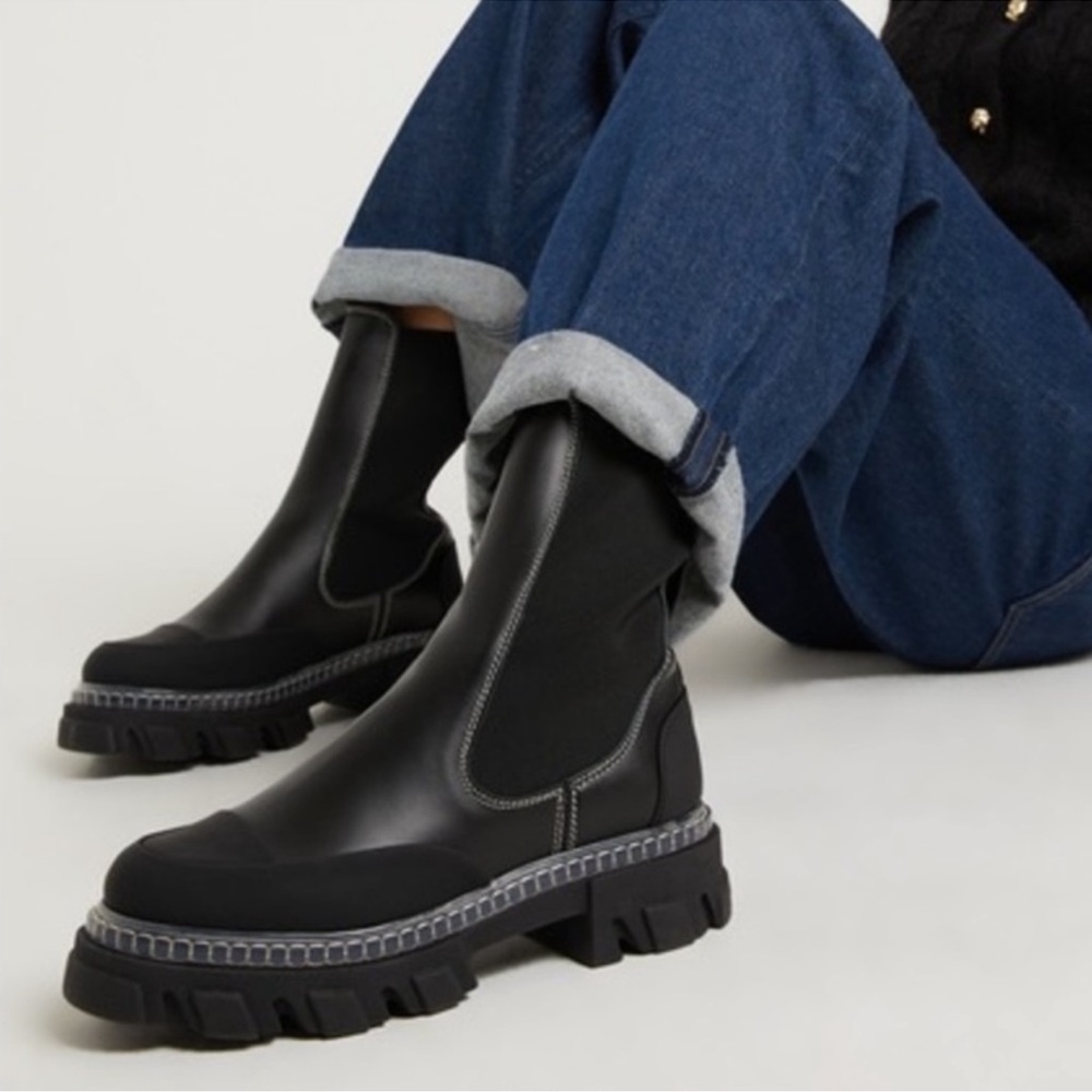 GANNI CLEATED MID CHELSEA BOOTS